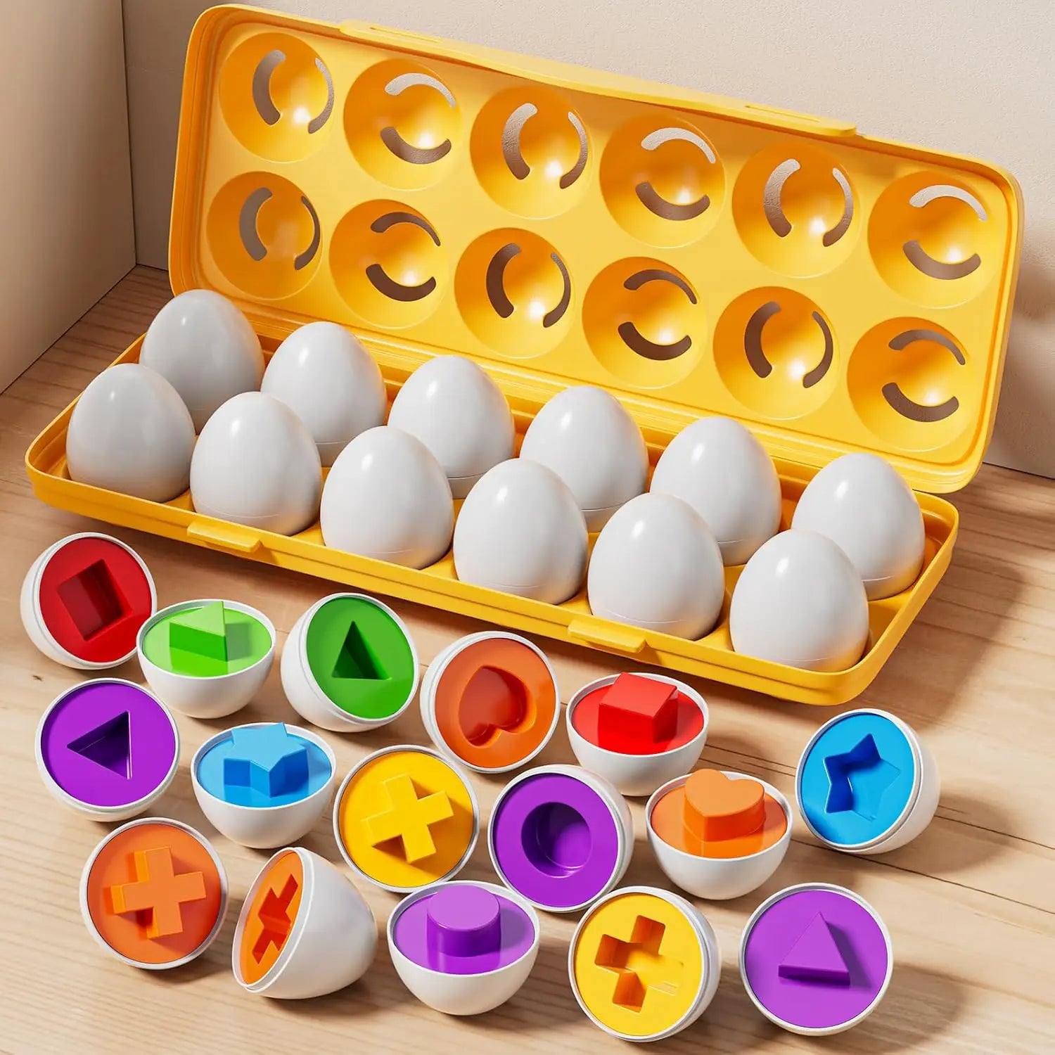 Montessori Educational Toys 1 2 3 Year Children Toy Easter Egg Baby Sensory Puzzle Smart Eggs Colors Shape Matching Sorter Games