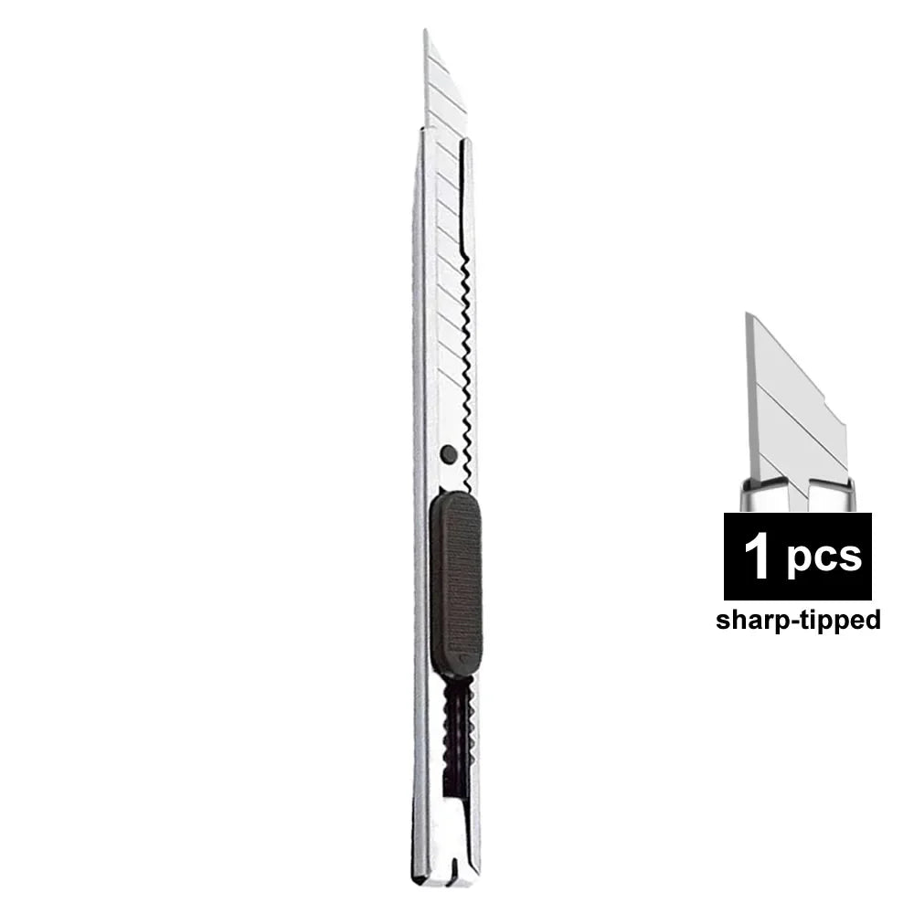 1/5/10Pcs Utility Knife Stainless Steel Paper Cut Box Cutter Tools Kit Non-Slip Blades Unboxing Knife Handicraft Carving Tools