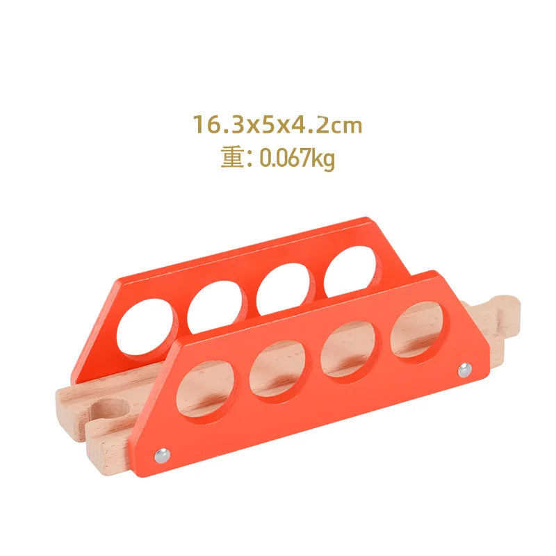 33style DIY Wooden Train Rail Tracks Accessories Wood Railway Track Parts Fit For All Wood Track Toy Christmas Birthday kid Gift