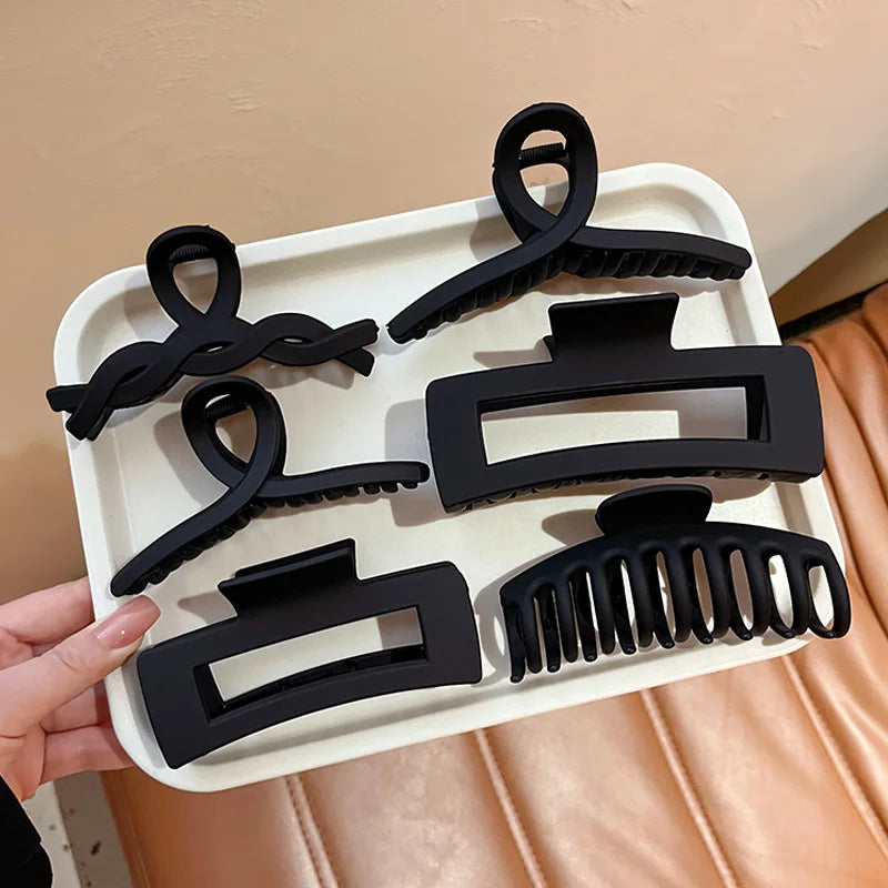 Clawra - Black Series big Hair Clip for women Simplicity Ponytail Clip Women Fashion Shark Clip Girl Hair Clamp