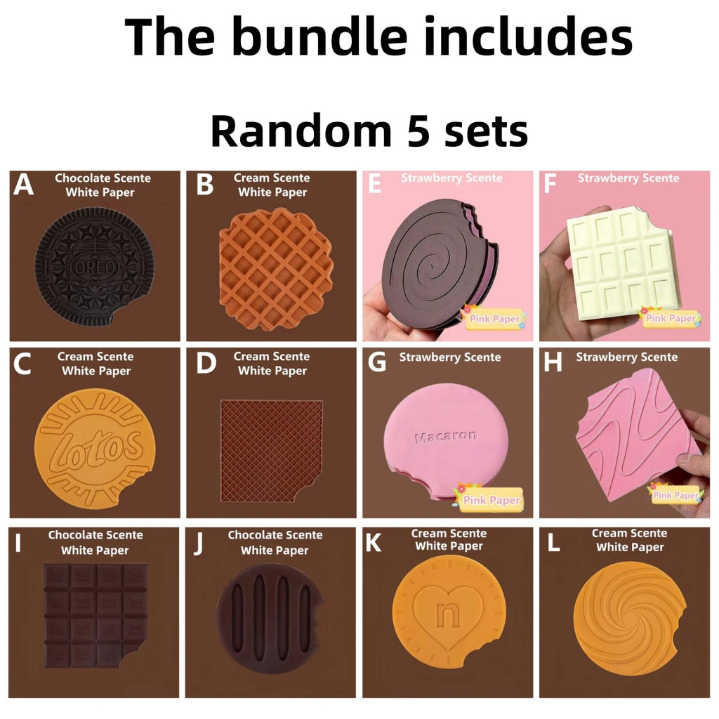 80 Pages/Set Scented Chocolate, Cream & Strawberry Flavored Creative Pocket Notepads, Chocolate&Cookie Shaped, Tear-off Memo Pad