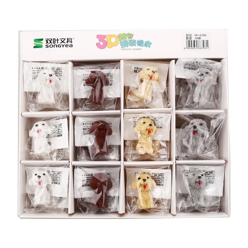 4/10/20/30 Pcs Dog Eraser Students Stationery Puppy Figure Playset 3d Mini Animal Figurines The Tpr Child Erasers Kids