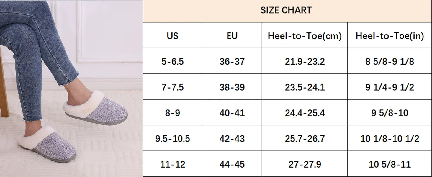 Pallene Fuzzy -  Winter Slippers For Men Women Casual Memory Foam Knit Flat Slides Cozy Plush Indoor Slippers Fluffy Cotton Shoes