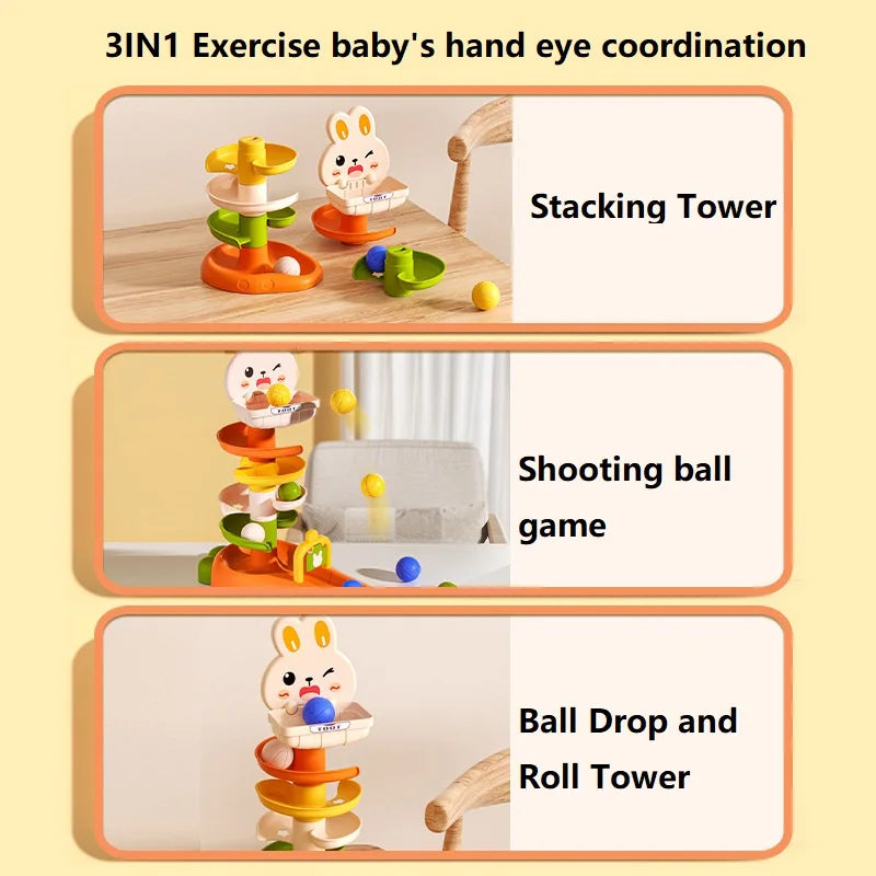 Montessori Baby Ball Drop Toy Toddlers Educational Toys for Children Activity Games Baby Learning Tower Stacking Toys for Babies
