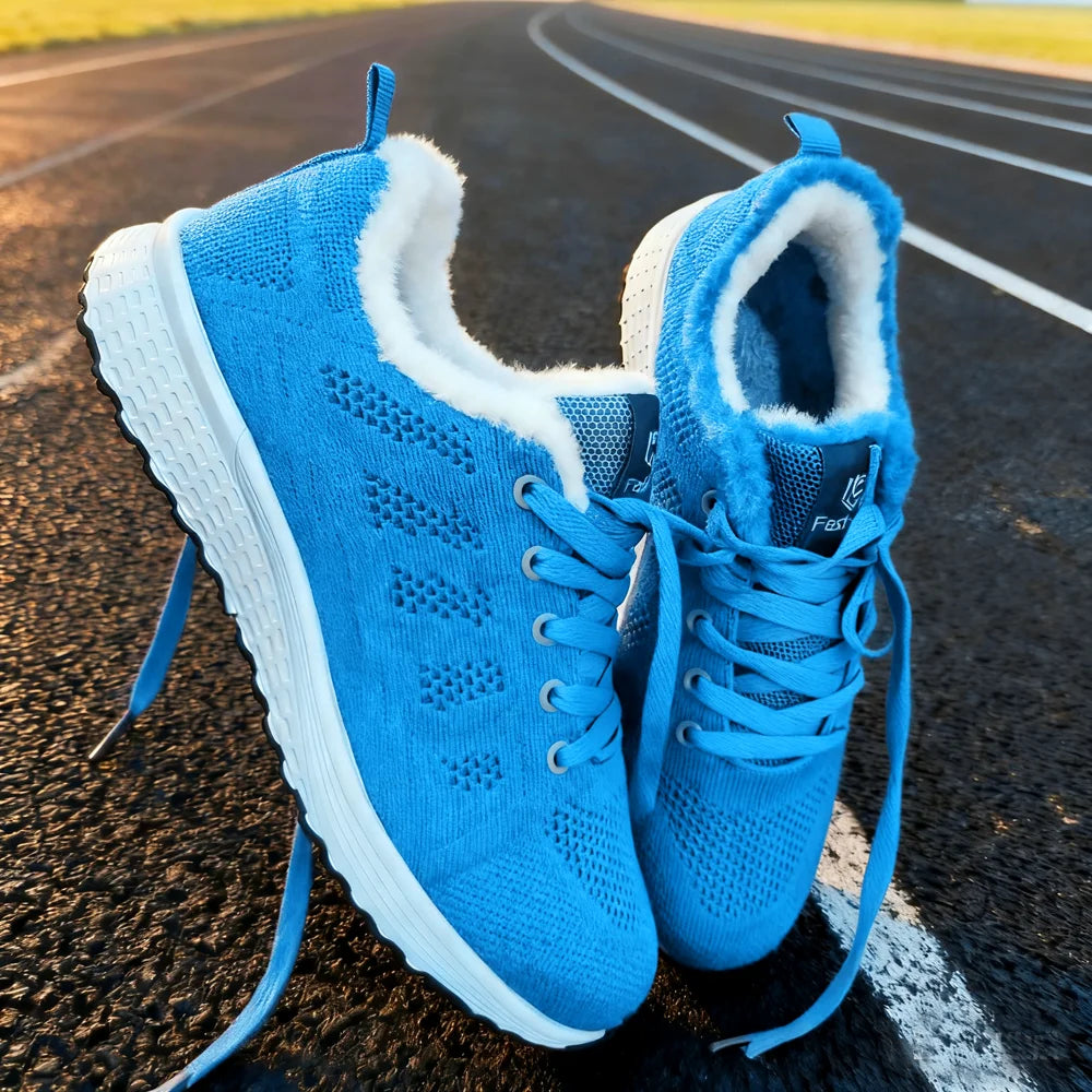 plushy - Winter fashion plush walking flats, sports shoes, women's casual shoes