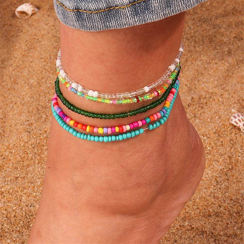 Zafira Anklets - Bohemian Colorful Handmade Beads Anklets for Women Summer Beach Ankle Bracelet Foot Leg Chain Female Girls Jewelry Accessories