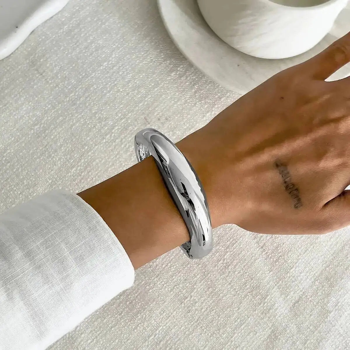 Metalora - Ingemark 3 Styles Punk Metal Spring Wide Bangles Women Hip Hop Gold Color Geometric Arm Bracelets Grunge Jewelry Steampunk Men