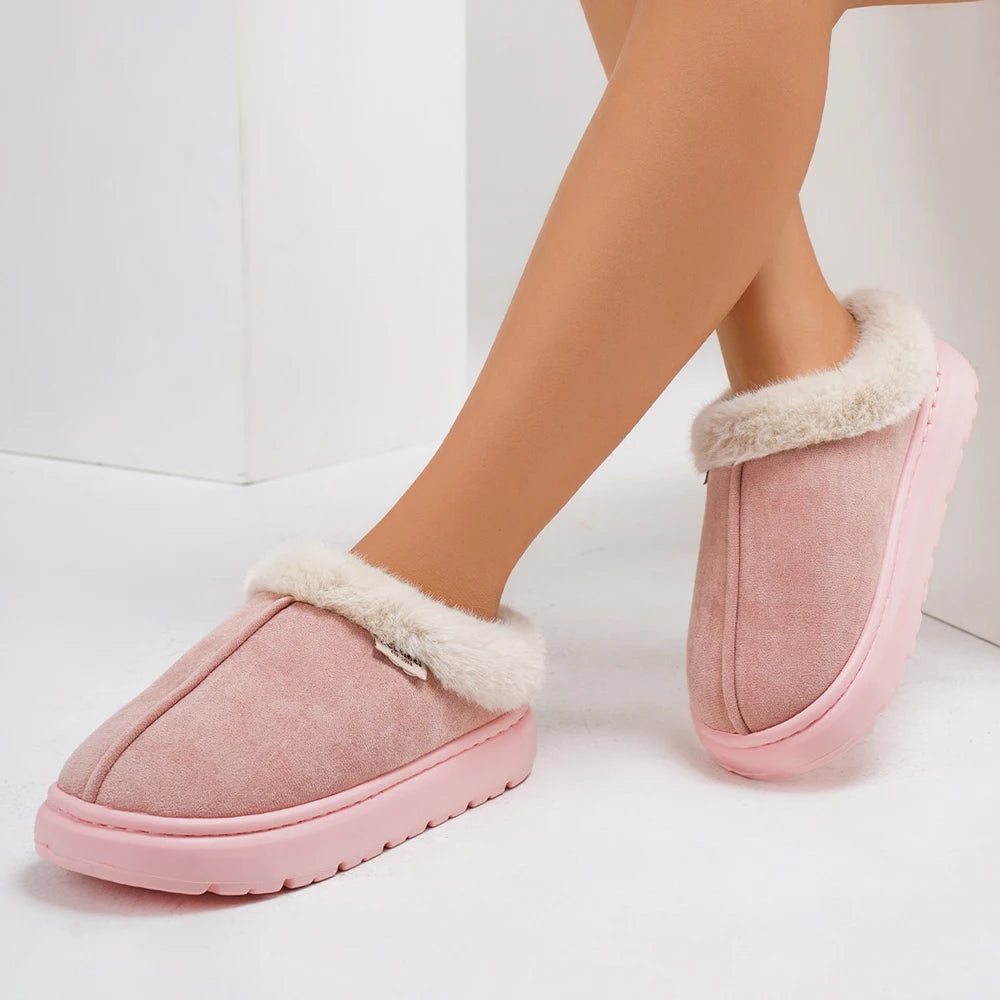 Litfun -  Platform Women Fluffy Slippers Winter High Quality Plush Women Cotton Shoes Ladies Fur House Slippers Warm Fuzzy Slides