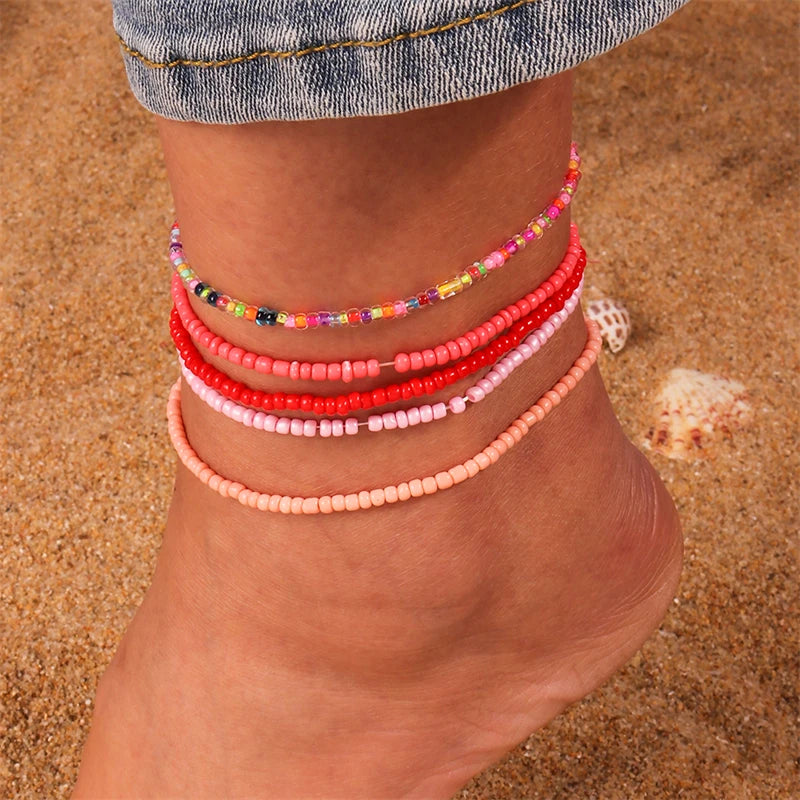 Zafira Anklets - Bohemian Colorful Handmade Beads Anklets for Women Summer Beach Ankle Bracelet Foot Leg Chain Female Girls Jewelry Accessories