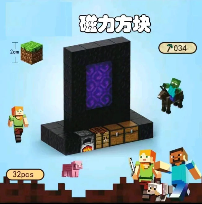 32-212PCS Magnetic Blocks-Build Mine Magnet World Set for Boys & Girls Age 3+, Sensory Toys for Toddlers Gifts Construction Toys