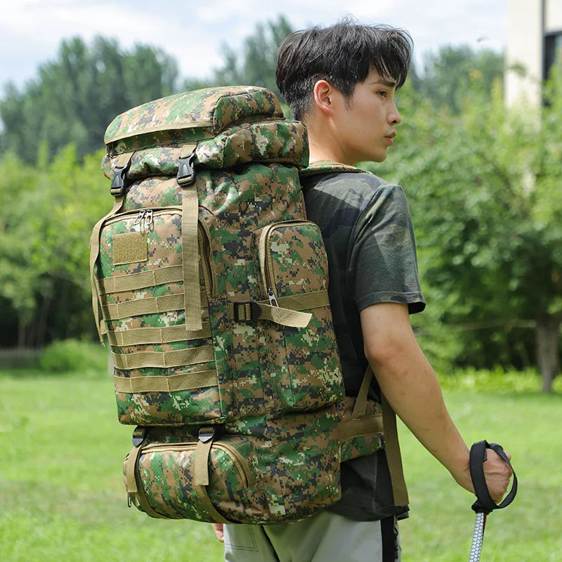 Warer - 80L Large-capacity Waterproof Casual Tactical Backpack Men's and Women's Outdoor Sports Hiking Bag Travel Backpack