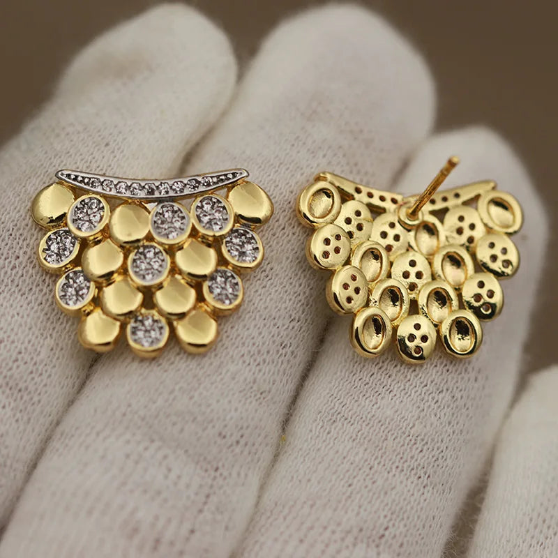 ORIX - 
New Sight Design Luxury Crystal Geometric Stud Earrings for Women Fashion Brand Jewelry Delicate Zirconia Earrings