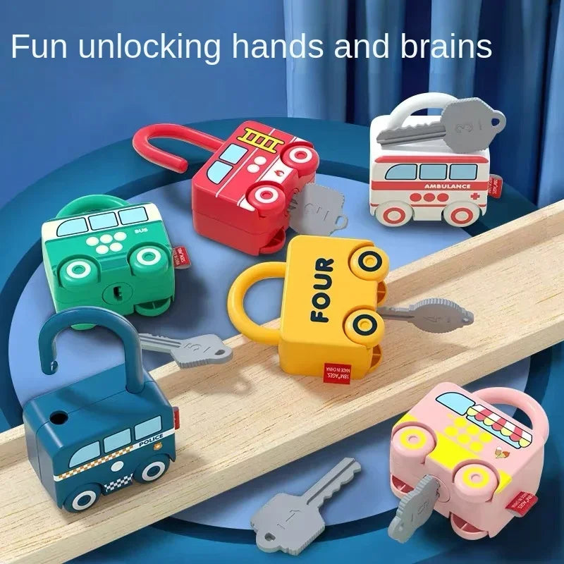 Number Matching Lock Toys Baby Learning Lock with Key Car Games Montessori Educational Toy  Sensory Toys For Kids 1 2 3 Years