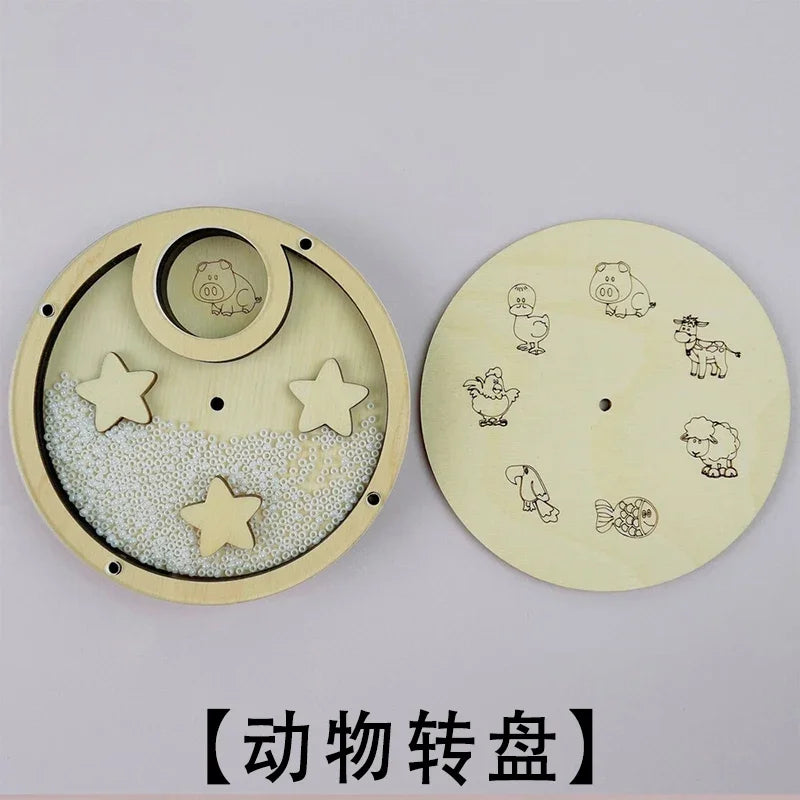 DIY Busy Board Montessori Hot  Air Dalloon Carriage Door Educational Toy Wood Chip Graphic Pairing Wooden Part For Childre Gifts