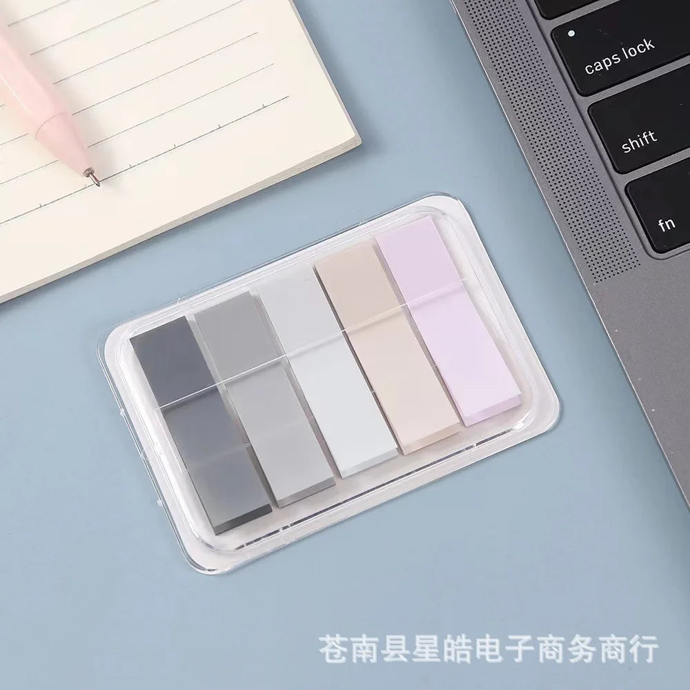 1 PC PET Transparent Index Sticker Morandi Sticky Note Sticker Sticky Note 5 * 20  Office Accessories  Sticky Notes