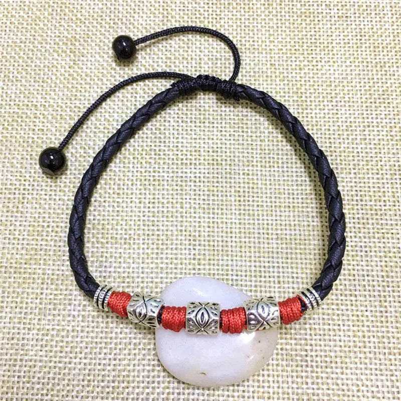 SEVORA - 
1PC Simple Adjustable Handmade Leaf Anklets Woven Adjustable Rope Lucky Foot Bracelet For Women Men Beach Jewelry