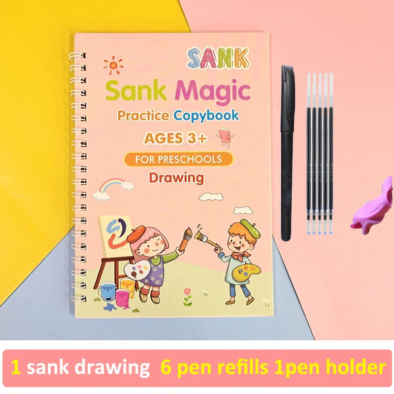 Reusable Magic Copybook Arabic Drawing Toys Children Montessori Pen Control Training Writing Learning Educational Toy Kids Gifts