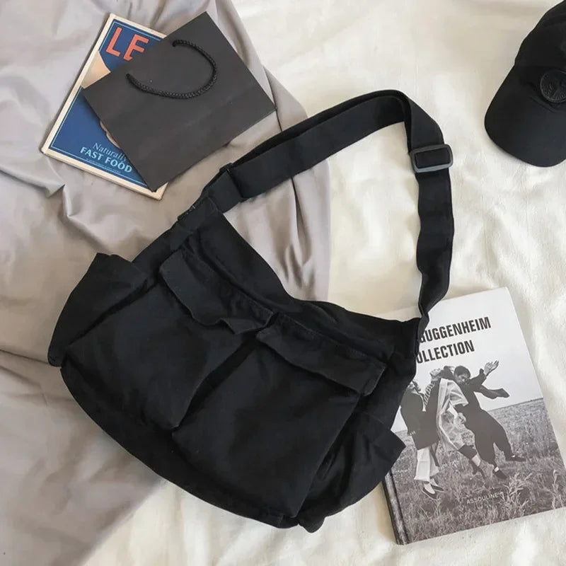 RUE - 
Women's School Messenger Bags For Women Shoulder Ladies Designer Handbag Solid Large Capacity Casual Canvas Shoulder Female Bags