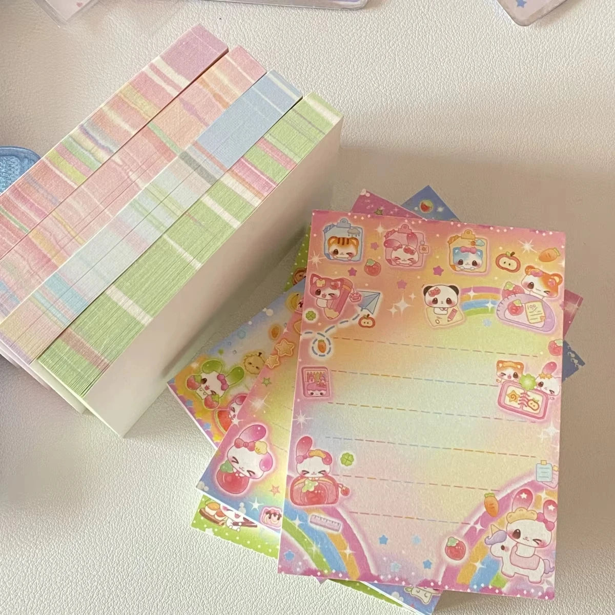 MINKYS 50 Sheets Kawaii Rainbow Bear Memo Pads Paper To Do List Journal Note Paperlaria DIY Material Stationery