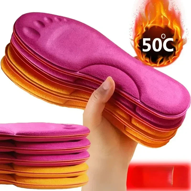 FurTherma - Winter Fur Self Heating Insoles Foot Thermal Thicken Insole Memory Foam Shoe Pads Warm Sports Shoes Inserts for Women Men
