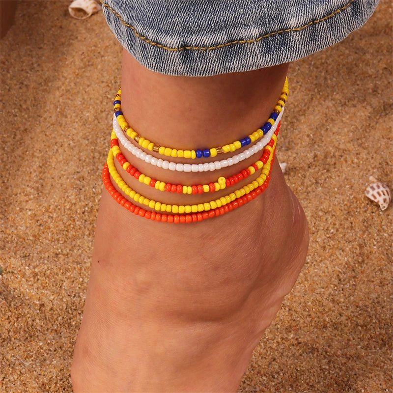 Zafira Anklets - Bohemian Colorful Handmade Beads Anklets for Women Summer Beach Ankle Bracelet Foot Leg Chain Female Girls Jewelry Accessories