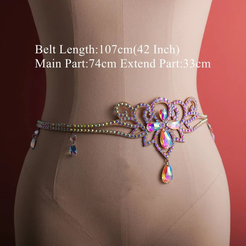 Lumaira - 
Sparkle Belly Dance Waist Chain Belt Shine Layered Rhinestone Body Jewelry Accessories Bikini Chain Adjusyable for Women Girls