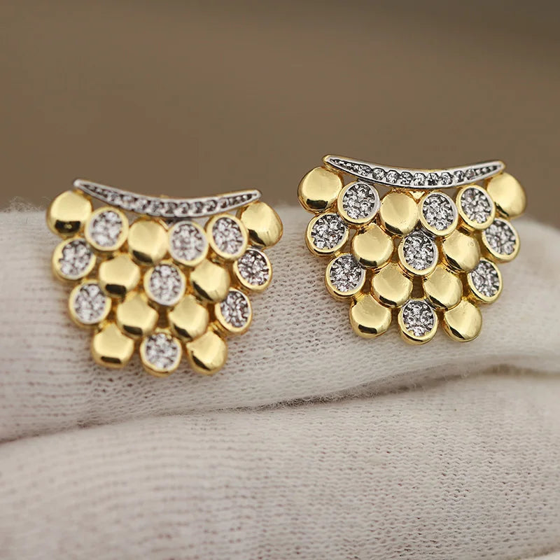 ORIX - 
New Sight Design Luxury Crystal Geometric Stud Earrings for Women Fashion Brand Jewelry Delicate Zirconia Earrings