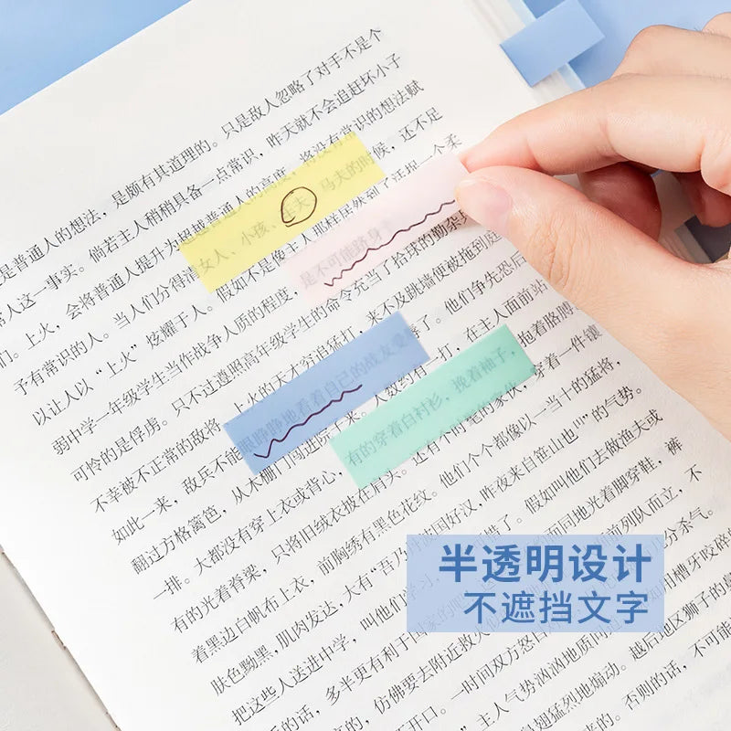 1 PC PET Transparent Index Sticker Morandi Sticky Note Sticker Sticky Note 5 * 20  Office Accessories  Sticky Notes