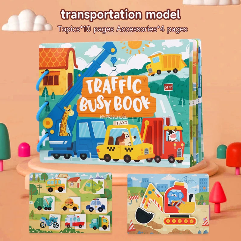 Montessori Baby Busy Book My First Quiet Book Paste Early Learning Education Toy Children Matching Game Toys for Kids 1 2 3 Year