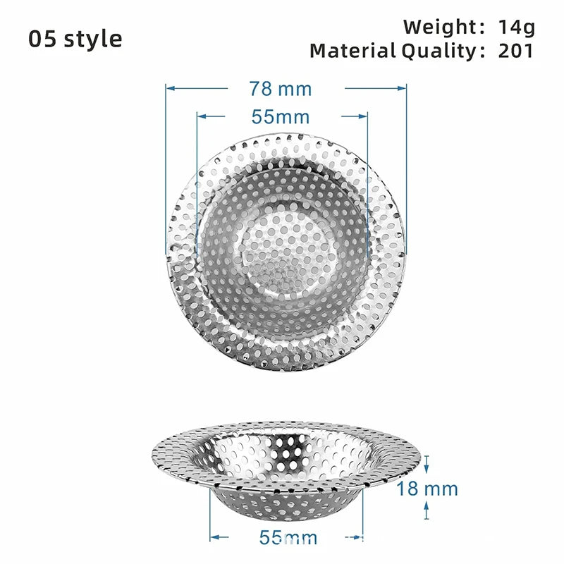 Kitchen Sink Filter Stainless Steel Mesh Sink Strainer Filter Bathroom Sink Strainer Drain Hole Filter Sewer Screen Strainers