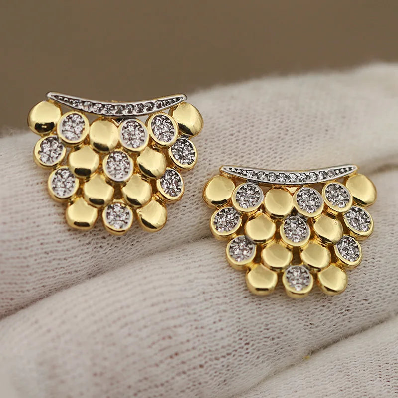 ORIX - 
New Sight Design Luxury Crystal Geometric Stud Earrings for Women Fashion Brand Jewelry Delicate Zirconia Earrings