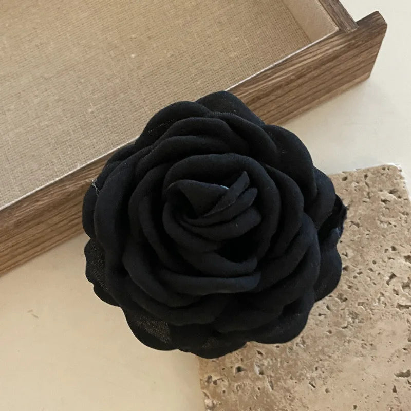 Rosabella - French Fabric Rose Flower Hair Claw Clips For Women Girls Hair Clip Barrette Hairpins Hair Clamps Headwear Hair Accessories Gift