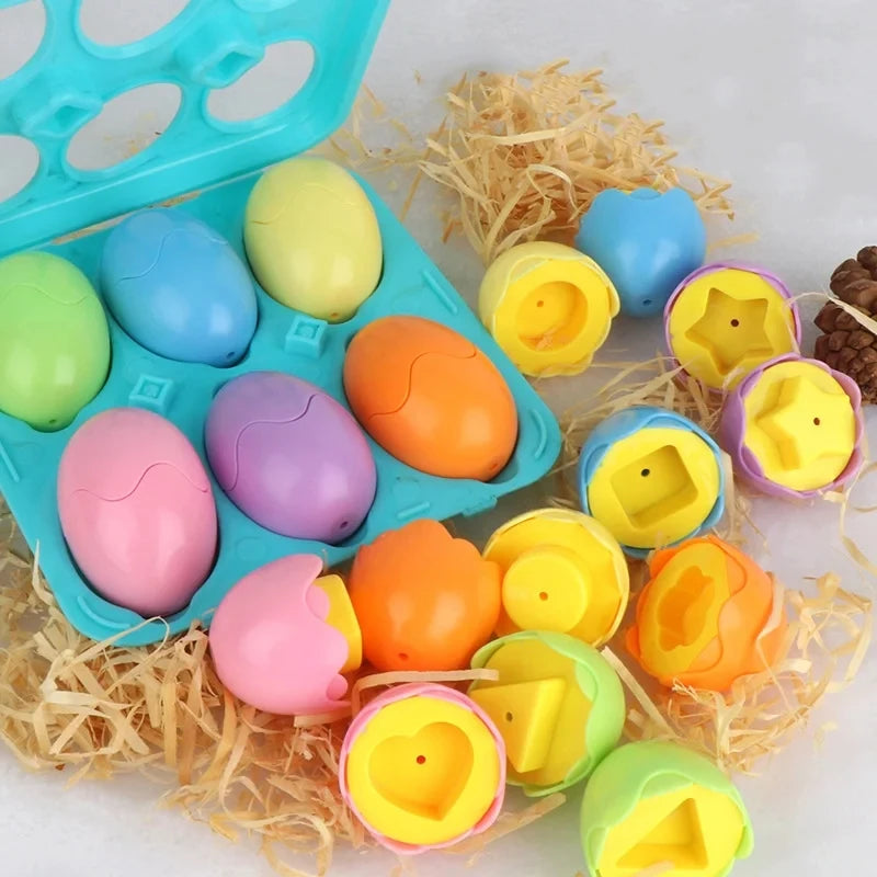 Montessori Educational Toys 1 2 3 Year Children Toy Easter Egg Baby Sensory Puzzle Smart Eggs Colors Shape Matching Sorter Games