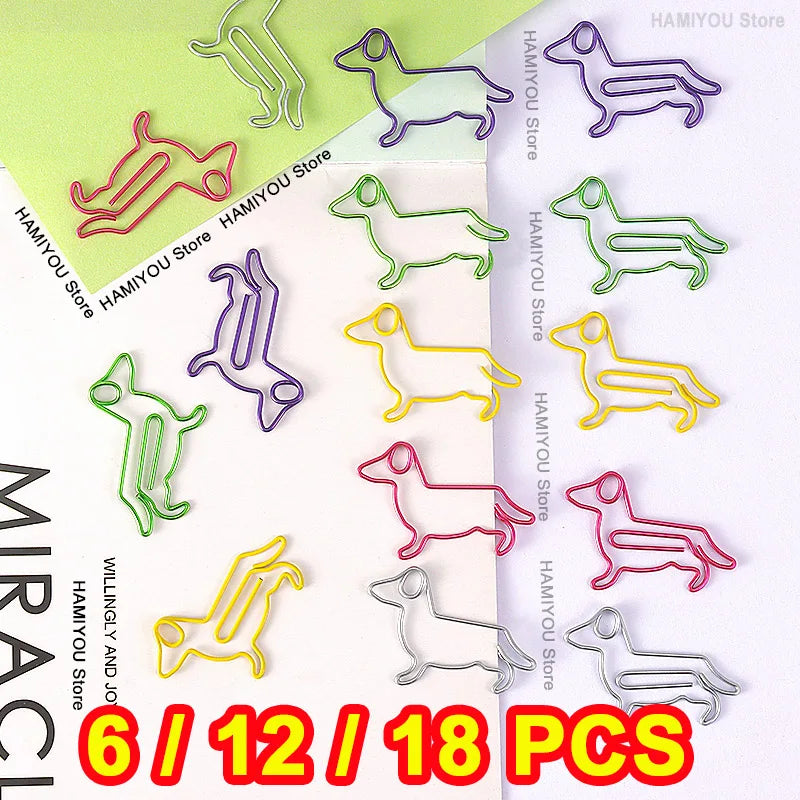 Little Dog Style Paper Clips Binder Clips Bookmarks Tickets Photo Clamp Patchwork Clips Office Binding Supplies silver purpleRed
