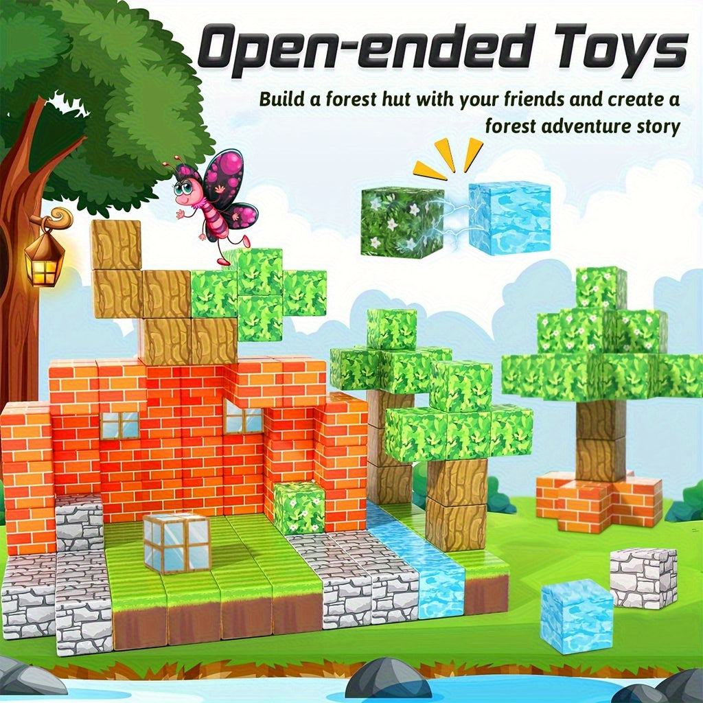 100/50/30pcs Magnetic Building Blocks, a Sensory Featuring Magnet Cubes, Are an Enhanced STEM Present Designed to Help Children Develop Their Cognitive Skills. WinterChristmas stocking stuffers,Christmas stocking stuffers