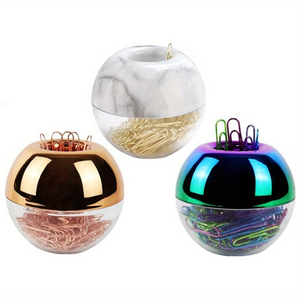 100pcs 28mm Paper Clips in Round Paper Clip Dispenser Holder with Magnetic Lid Ring for Office School Home Organizer Accessories Gift Idea